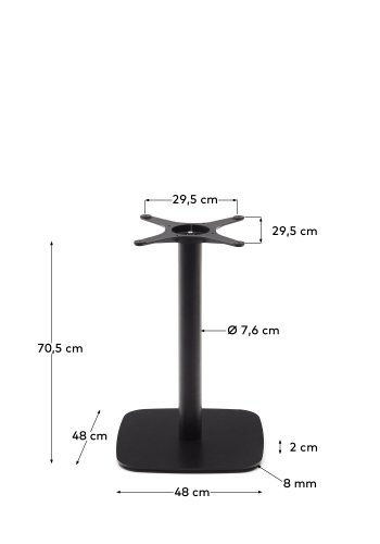 KAVE HOME Dina bar-bordben med firkantet metalbund i malet sort finish