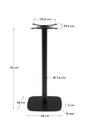 KAVE HOME Dina hje bar-bordben med firkantet metalfod i malet sort finish