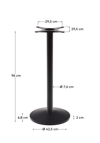 KAVE HOME Esilda hjt stang-bordben med rund metalbund i malet sort finish