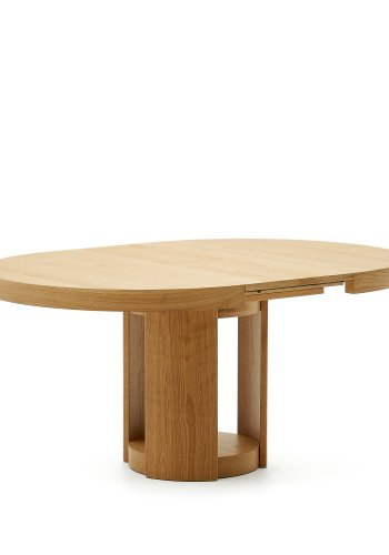 KAVE HOME Artis spisebord, m. tillgsplade, rund - natur egefinèr og egetr (120(170)x80)