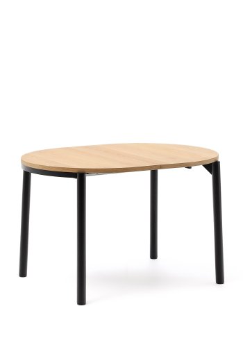  KAVE HOME Montuiri udtrksbord i egefiner og med stlben i sort finish, Ã˜120(200)