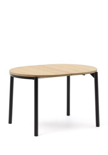  KAVE HOME Montuiri udtrksbord i egefiner og med stlben i sort finish, Ã˜120(200)