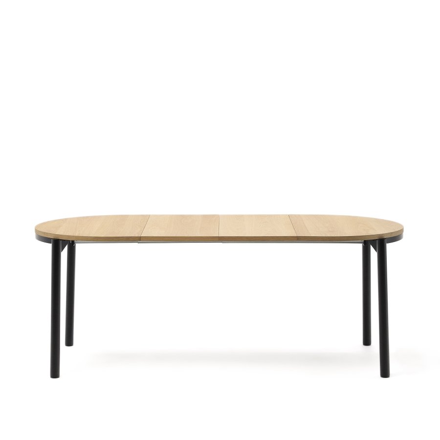  KAVE HOME Montuiri udtrksbord i egefiner og med stlben i sort finish, Ã˜120(200)