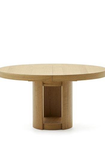KAVE HOME Artis spisebord, m. tillgsplade, rund - natur egefinèr og egetr (150(200)x80)