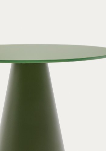 KAVE HOME Wilshire sidebord med matteret hrdet glas og matgrn malet stl finish Ã˜50cm