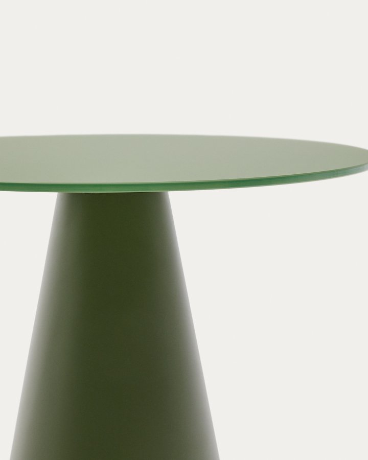 KAVE HOME Wilshire sidebord med matteret hrdet glas og matgrn malet stl finish Ã˜50cm