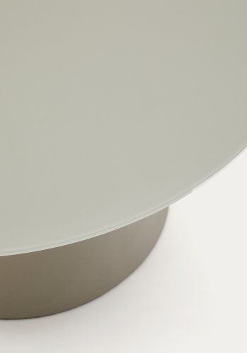 KAVE HOME Wilshire sofabord i hrdet glas og metal med en mat gr finish, 80 cm