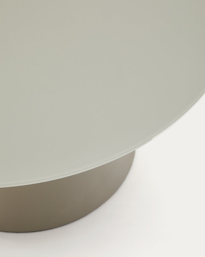 KAVE HOME Wilshire sofabord i hrdet glas og metal med en mat gr finish, 80 cm