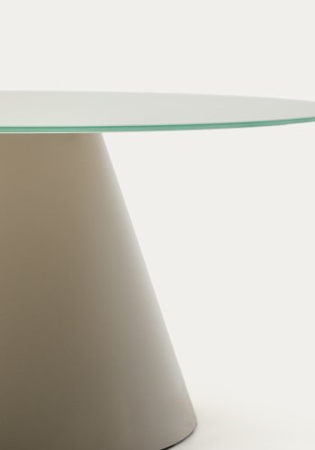 KAVE HOME Wilshire sofabord i hrdet glas og metal med en mat gr finish, 80 cm