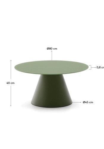 KAVE HOME Wilshire sofabord med matteret hrdet glas og matgrn malet stl finish Ã˜80c