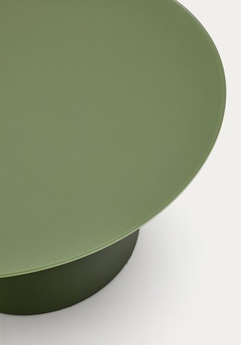 KAVE HOME Wilshire sofabord med matteret hrdet glas og matgrn malet stl finish Ã˜80c