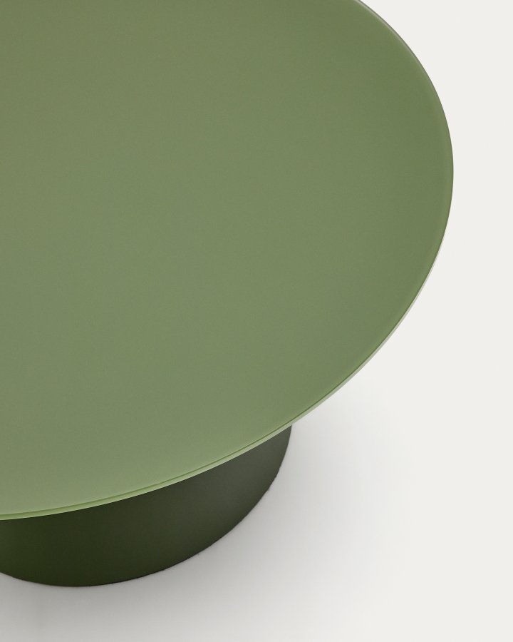 KAVE HOME Wilshire sofabord med matteret hrdet glas og matgrn malet stl finish Ã˜80c