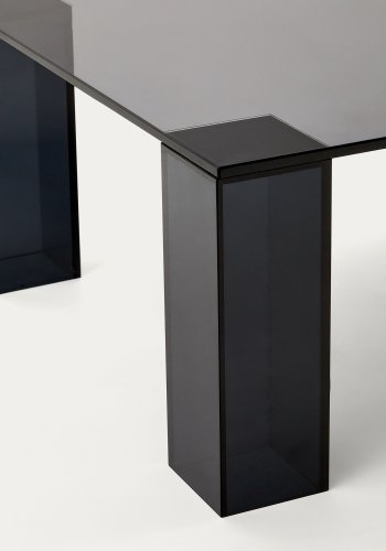 KAVE HOME Adularia sofabord, rektangulr - mrkegr hrdet glas (140x60)