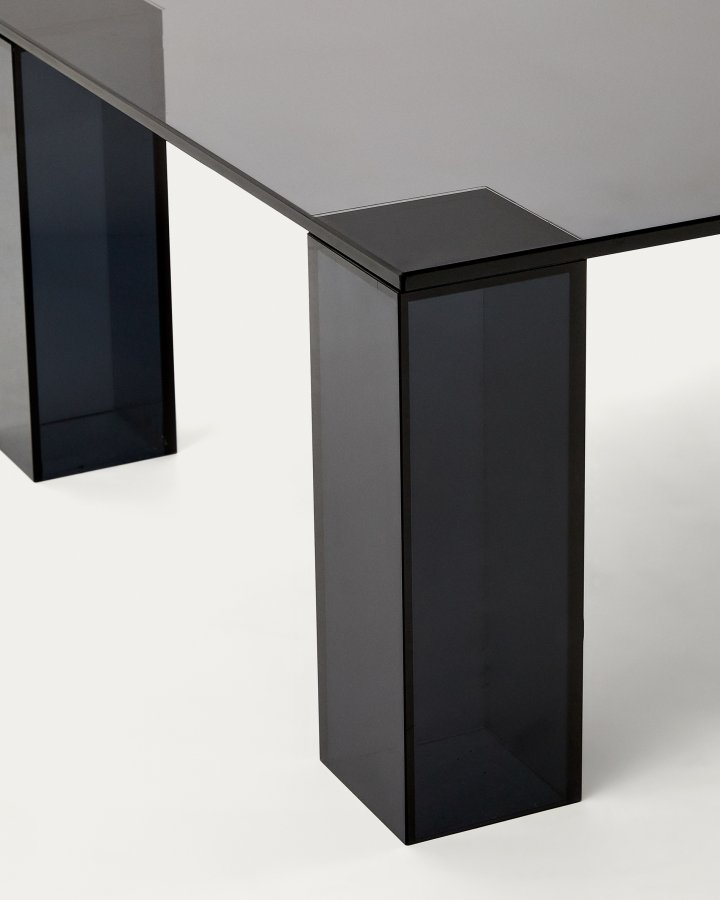KAVE HOME Adularia sofabord, rektangulr - mrkegr hrdet glas (140x60)