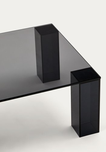 KAVE HOME Adularia sofabord, rektangulr - mrkegr hrdet glas (140x60)