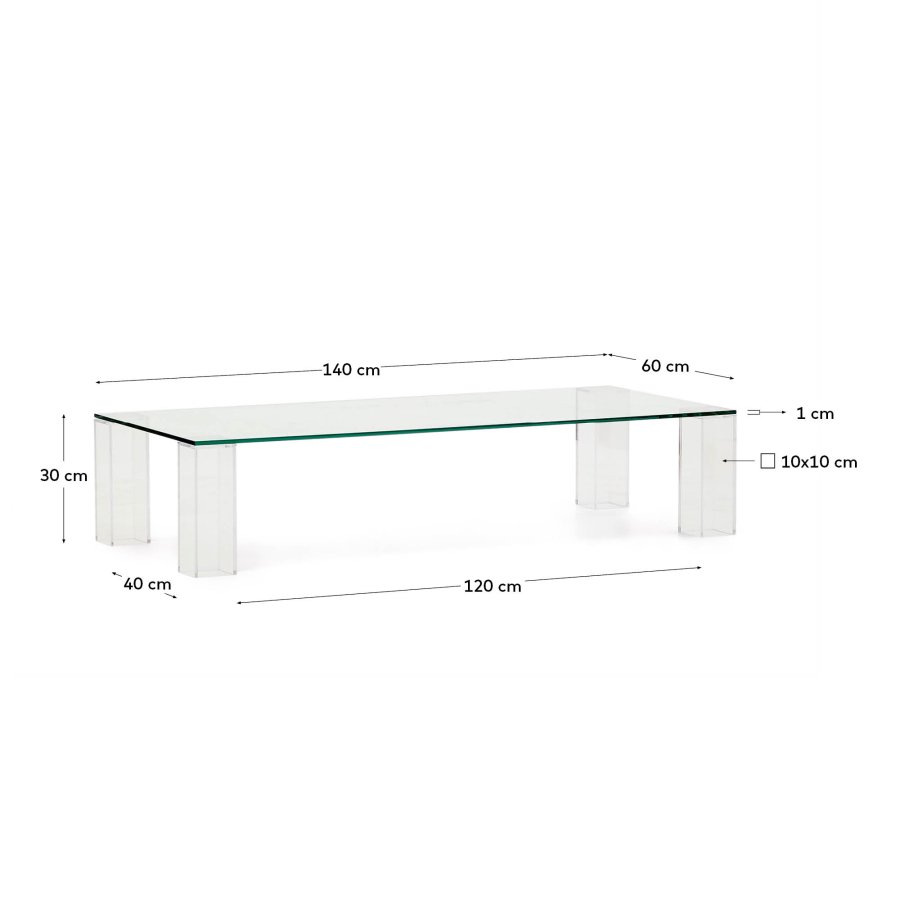 KAVE HOME Adularia sofabord, rektangulr - klar hrdet glas (140x60)