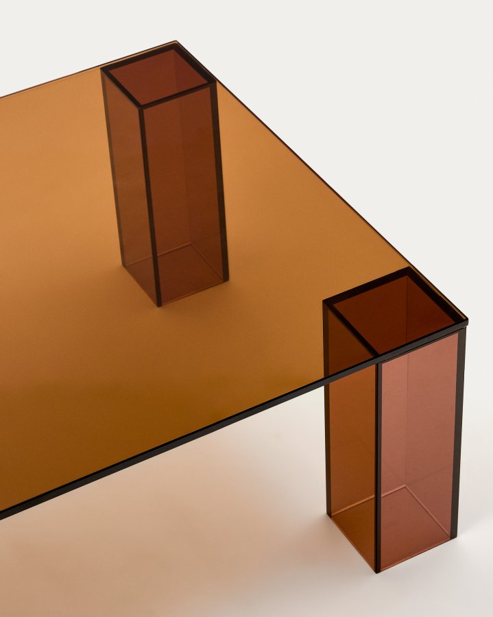 KAVE HOME Adularia sofabord, rektangulr - brun hrdet glas (140x60)