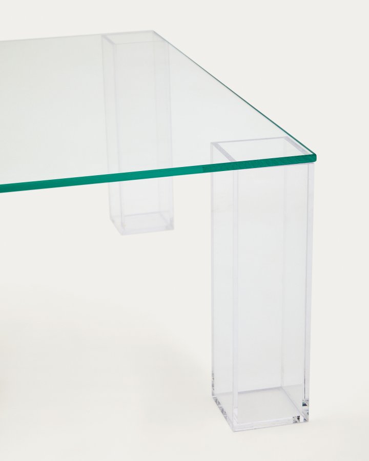 KAVE HOME Adularia sidebord, kvadratisk - klar hrdet glas (85x85)