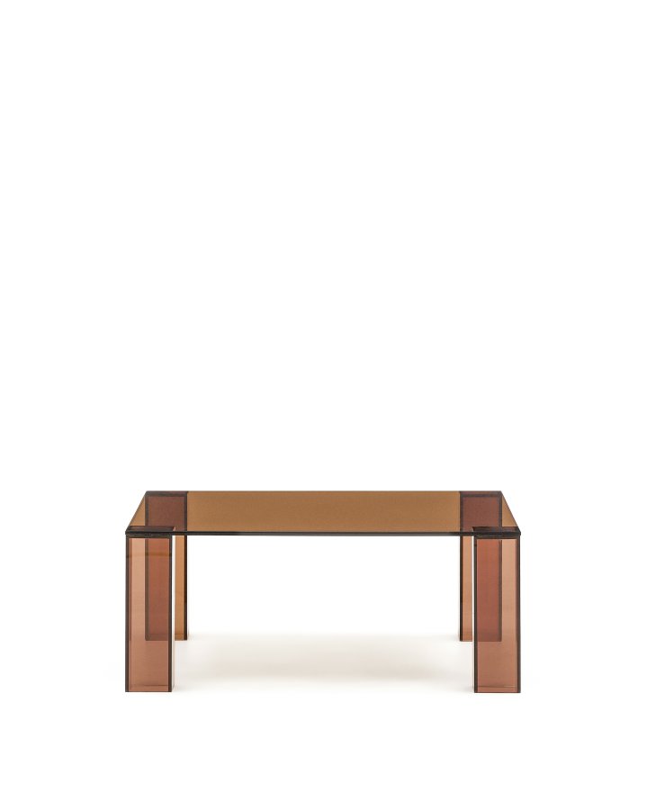 KAVE HOME Adularia sidebord, kvadratisk - brun hrdet glas (85x85)