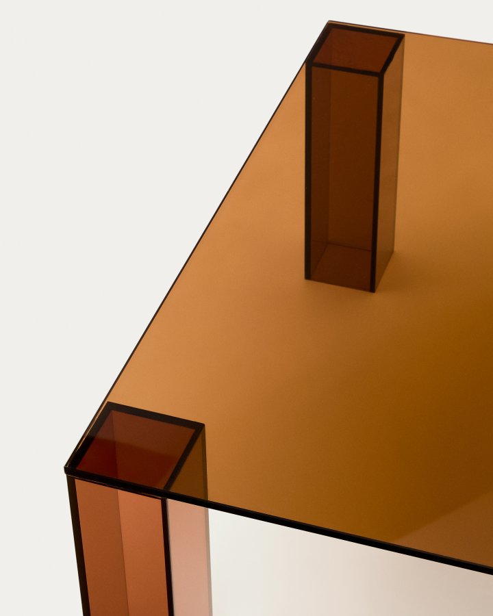 KAVE HOME Adularia sidebord, kvadratisk - brun hrdet glas (85x85)