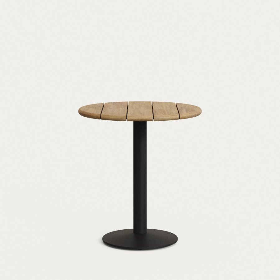 KAVE HOME Saura bord med naturlig finish akacieplade og sort metalbund Ã˜70x75cm