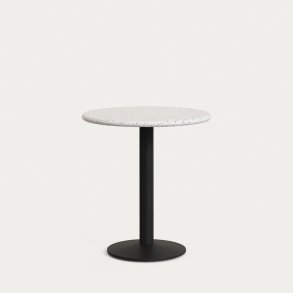 KAVE HOME Saura bord med hvid terrazzoplade og sort metalbund Ã˜70x75cm