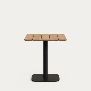 KAVE HOME Saura bord med naturlig akacieplade og sort metalbund 70x70x74cm