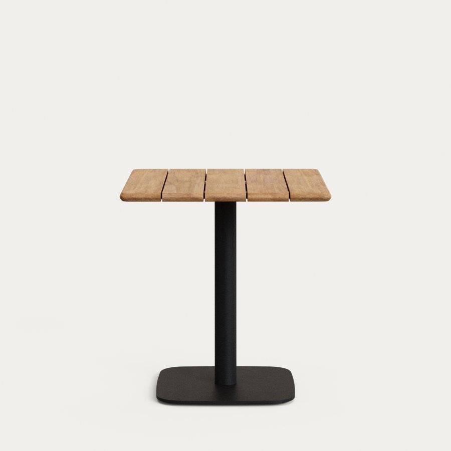 KAVE HOME Saura bord med naturlig akacieplade og sort metalbund 70x70x74cm