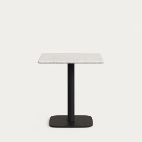 KAVE HOME Saura Barbord i sortmalet metal med hvid terrazzoplade, 70 x 70 x 70 cm