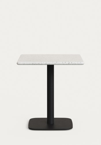 KAVE HOME Saura Barbord i sortmalet metal med hvid terrazzoplade, 70 x 70 x 70 cm