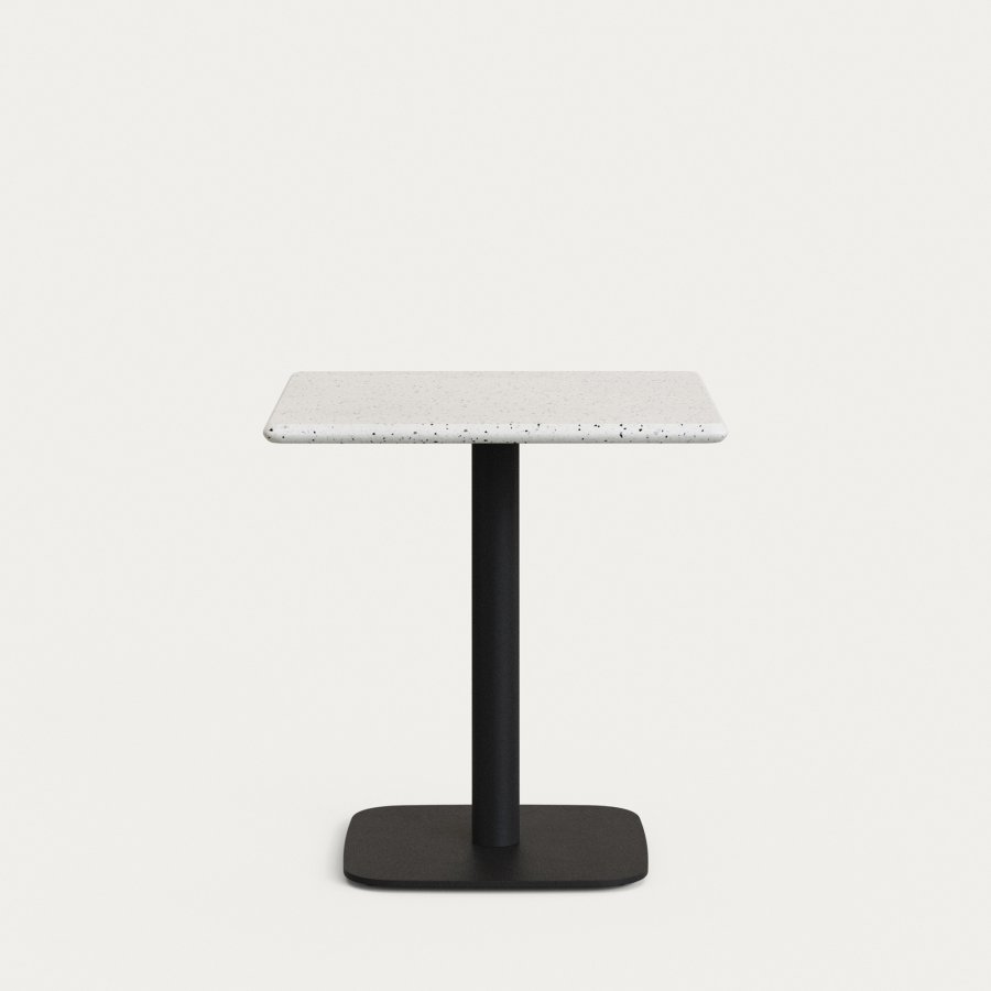 KAVE HOME Saura Barbord i sortmalet metal med hvid terrazzoplade, 70 x 70 x 70 cm