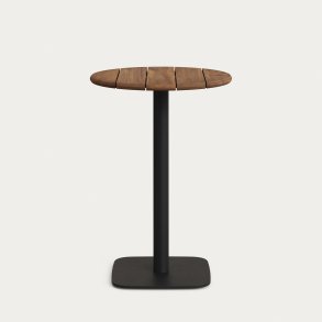 KAVE HOME Saura hjbarbord med akacieplade i valndfinish og sort metal firkantet fod 70x70x99