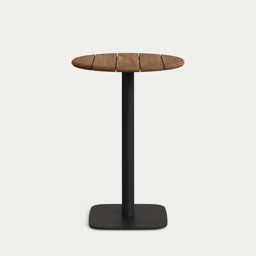 KAVE HOME Saura hjbarbord med akacieplade i valndfinish og sort metal firkantet fod 70x70x99