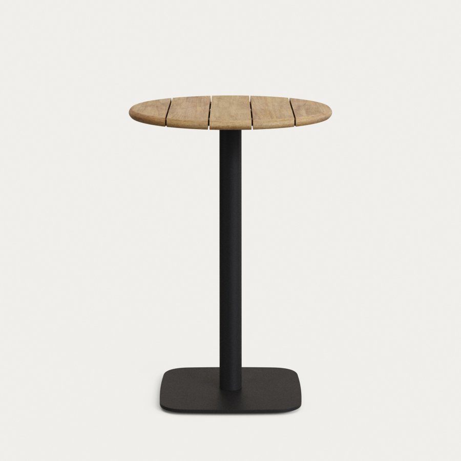 KAVE HOME Saura high bar bord p naturlig finish akacie med sort metal firkantet fod 70x70x99cm