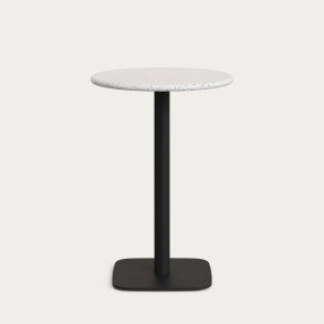 KAVE HOME Saura hjt barbord med hvid terrazzo plade og sort metal firkantet fod 70x70x99 cm