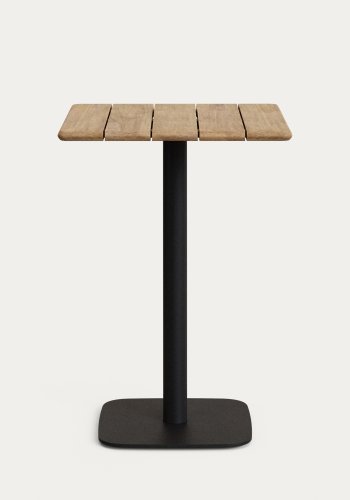 KAVE HOME Saura firkantet hjstangsbord sort stlstel naturlig finish akacieplade 96x70x70cm FSC100%