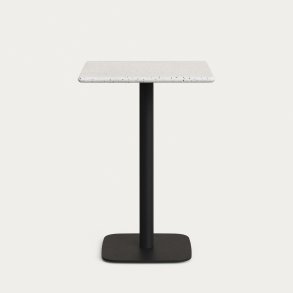 KAVE HOME Saura hjbarbord med hvid terrazzoplade og sort metalbund 70x70x99 cm