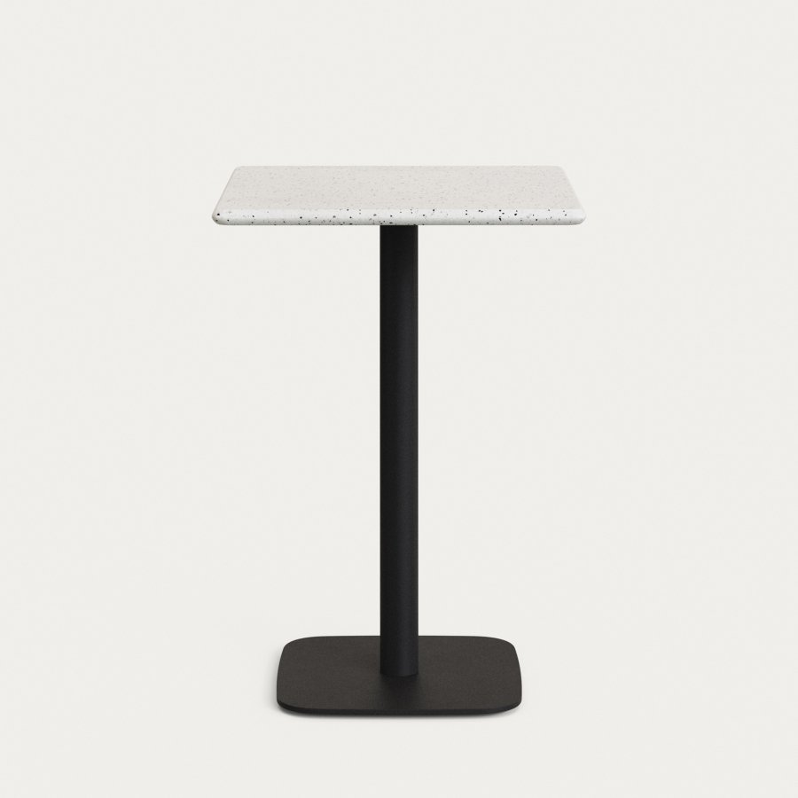 KAVE HOME Saura hjbarbord med hvid terrazzoplade og sort metalbund 70x70x99 cm