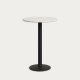 KAVE HOME Saura rundt hjt barbord lavet af sort metal med hvid terrazzo plade, 96 x Ã˜70 cm