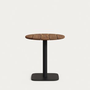 KAVE HOME Saura barbord med akacieplade i valndfinish og sort metalbund 70x74cm