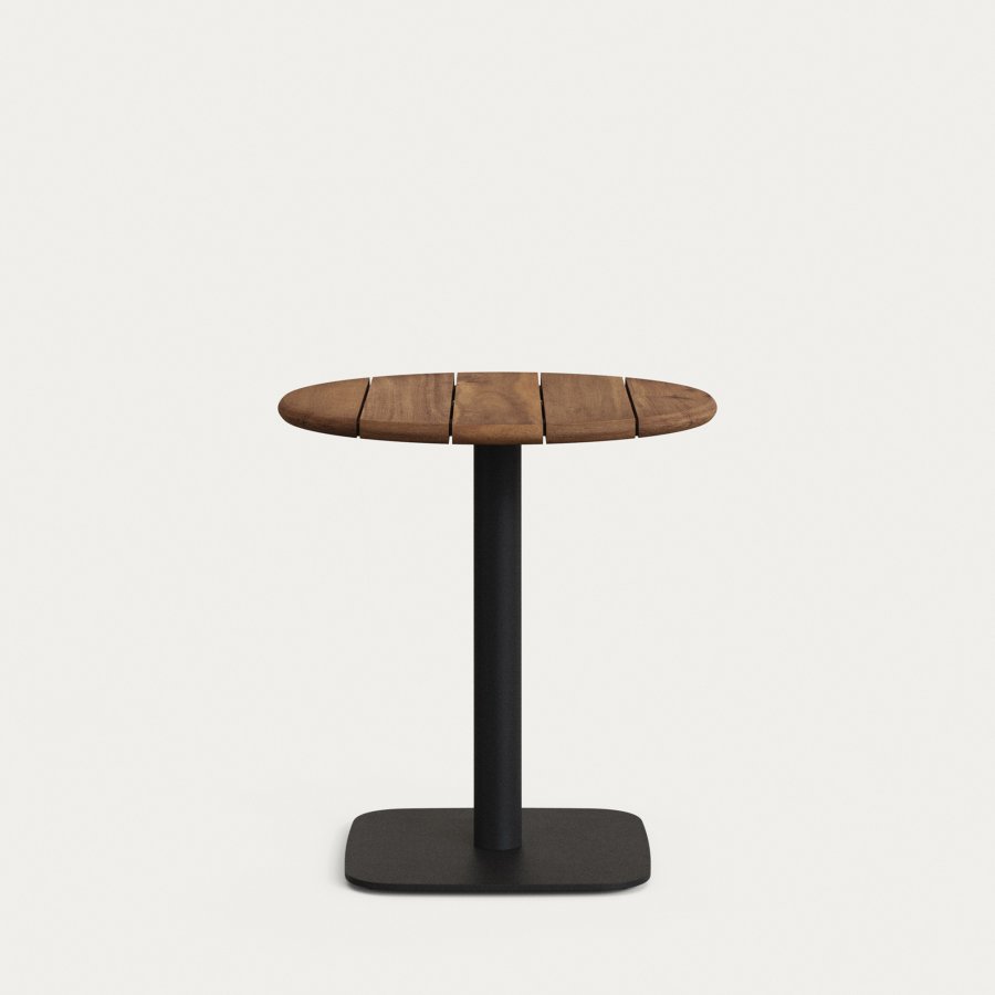 KAVE HOME Saura barbord med akacieplade i valndfinish og sort metalbund 70x74cm