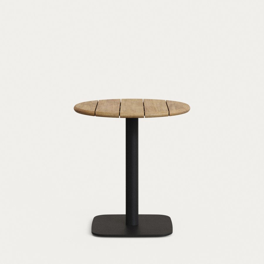 KAVE HOME Saura barbord med naturlig finish akacieplade og sort metalbund Ã˜70x74cm