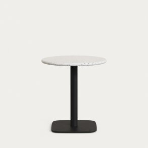 KAVE HOME Saura barbord med hvid terrazzoplade og sort metalbund 70x74cm