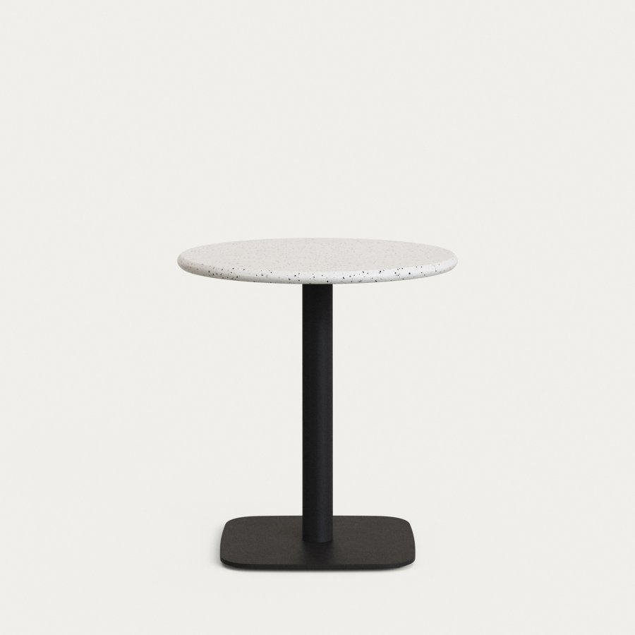 KAVE HOME Saura barbord med hvid terrazzoplade og sort metalbund 70x74cm