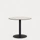 KAVE HOME Esilda rundt udendrs bord i hvid med metalben i malet sort finish, 90 x 70 cm