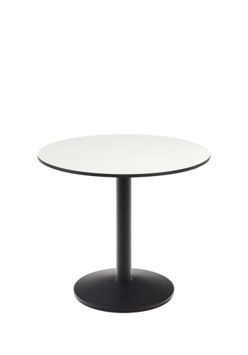 KAVE HOME Esilda rundt udendrs bord i hvid med metalben i malet sort finish, 90 x 70 cm