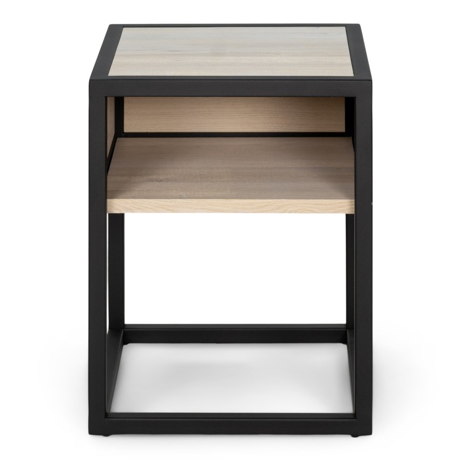 SPINDER DESIGN Diva One-Nightstand sengebord, m. 1 hylde - olieret egetr og sort stl (40x40)