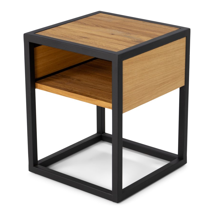 SPINDER DESIGN Diva One-Nightstand sengebord, m. 1 hylde - natur egetr og sort stl (40x40)