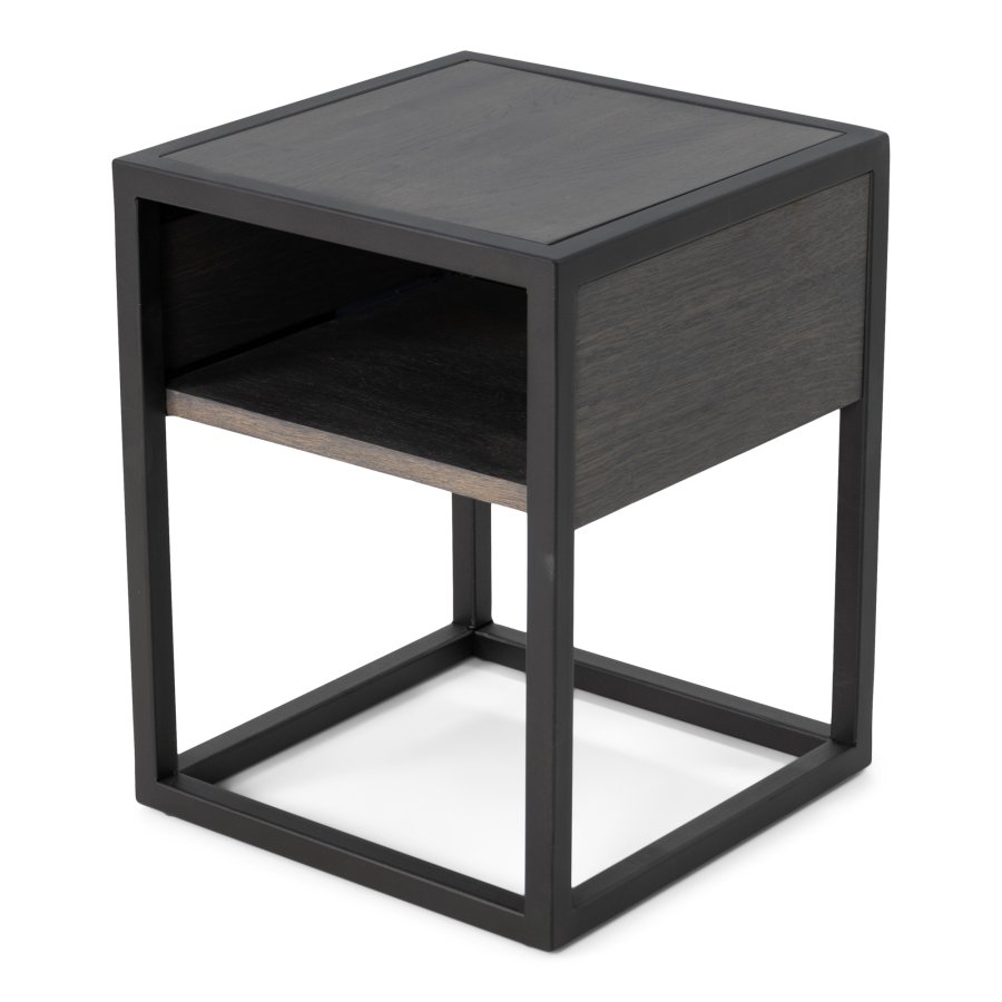 SPINDER DESIGN Diva One-Nightstand sengebord, m. 1 hylde - olieret egetr og sort stl (40x40)