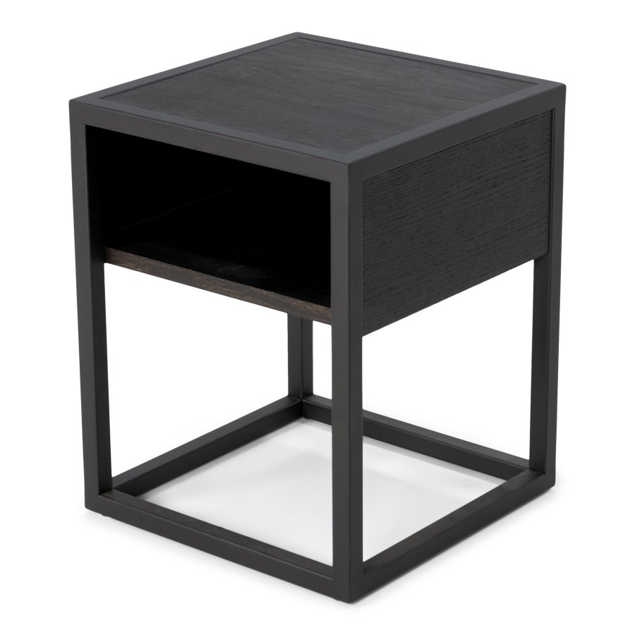 SPINDER DESIGN Diva One-Nightstand sengebord, m. 1 hylde - sort egetr og sort stl (40x40)